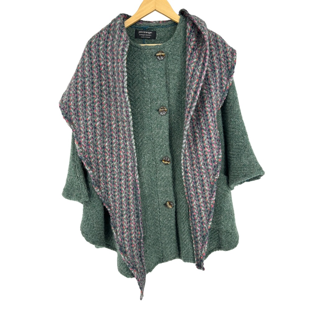 John Branigan Weavers Cape Coat Irish Wool Blend Shawl Collar Ireland